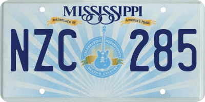 MS license plate NZC285