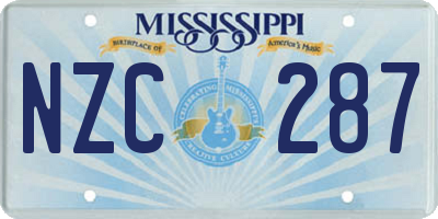 MS license plate NZC287