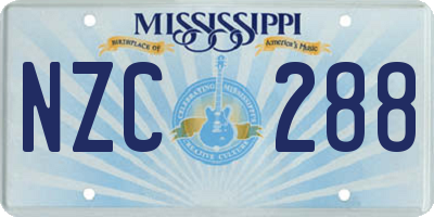 MS license plate NZC288