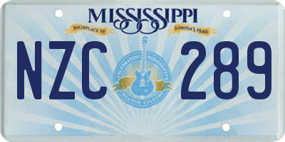 MS license plate NZC289