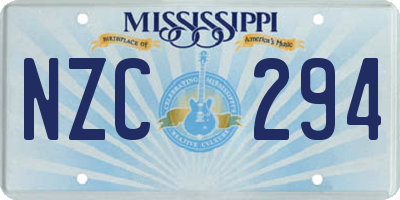 MS license plate NZC294