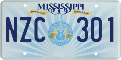 MS license plate NZC301