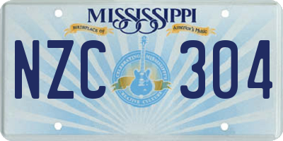 MS license plate NZC304