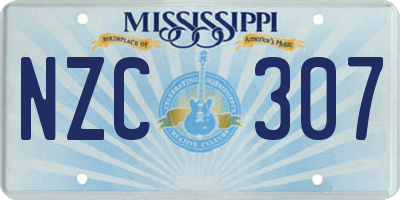 MS license plate NZC307