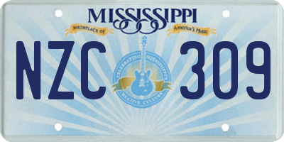 MS license plate NZC309