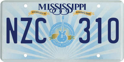 MS license plate NZC310