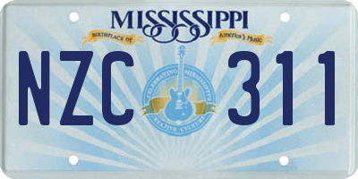 MS license plate NZC311