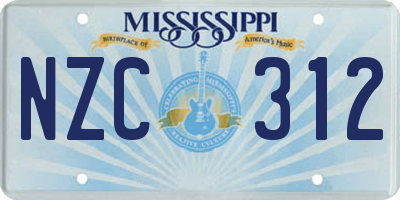 MS license plate NZC312
