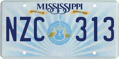 MS license plate NZC313
