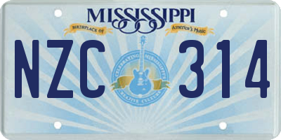 MS license plate NZC314