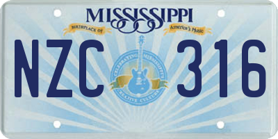 MS license plate NZC316