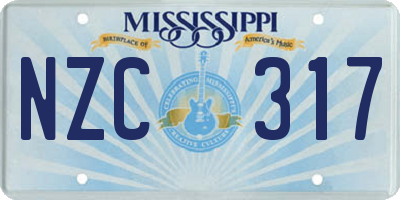 MS license plate NZC317