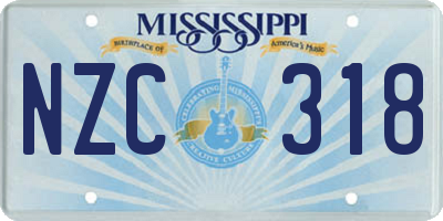 MS license plate NZC318