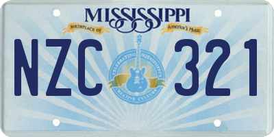 MS license plate NZC321