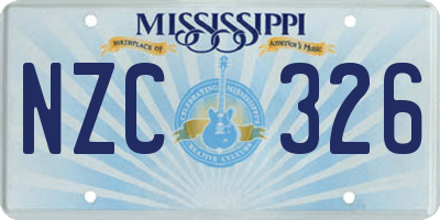 MS license plate NZC326