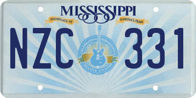MS license plate NZC331