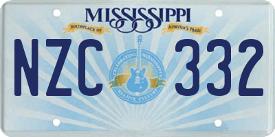 MS license plate NZC332
