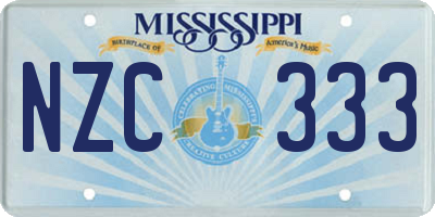 MS license plate NZC333
