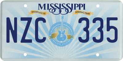 MS license plate NZC335