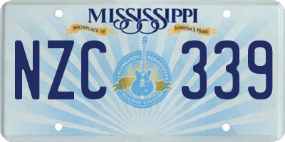 MS license plate NZC339