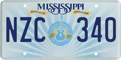 MS license plate NZC340