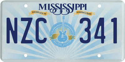 MS license plate NZC341