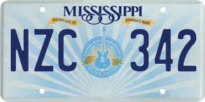 MS license plate NZC342
