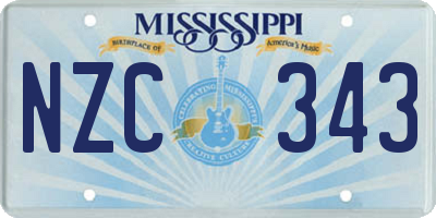 MS license plate NZC343