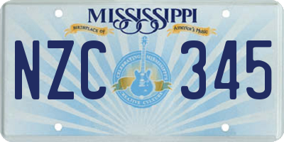 MS license plate NZC345