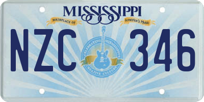 MS license plate NZC346