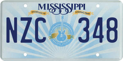 MS license plate NZC348