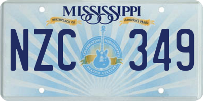 MS license plate NZC349