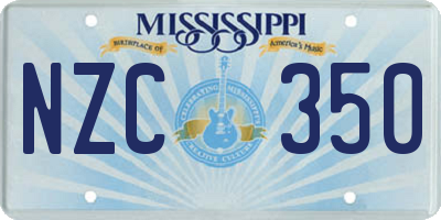 MS license plate NZC350