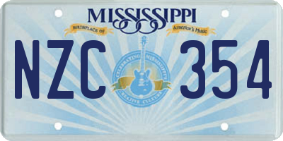 MS license plate NZC354