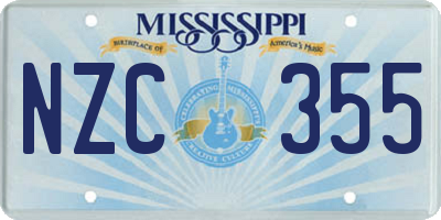 MS license plate NZC355