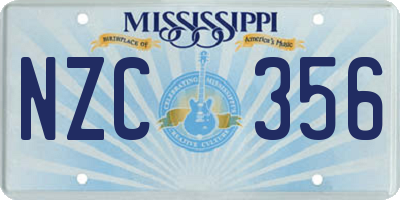 MS license plate NZC356