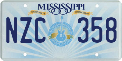 MS license plate NZC358