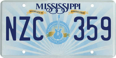 MS license plate NZC359