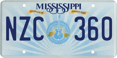 MS license plate NZC360