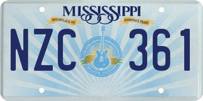 MS license plate NZC361