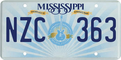 MS license plate NZC363