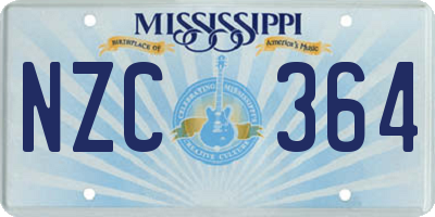 MS license plate NZC364