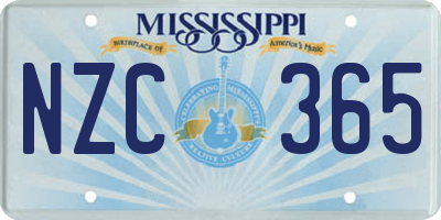 MS license plate NZC365