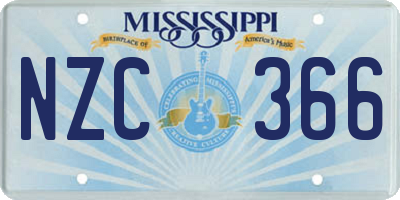MS license plate NZC366