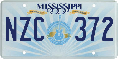 MS license plate NZC372