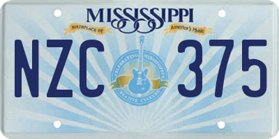 MS license plate NZC375