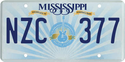 MS license plate NZC377
