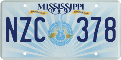 MS license plate NZC378