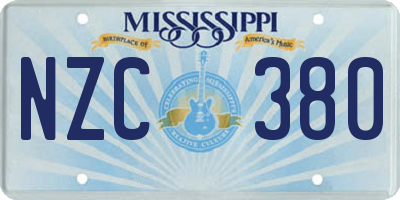 MS license plate NZC380