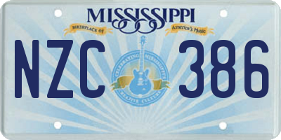 MS license plate NZC386